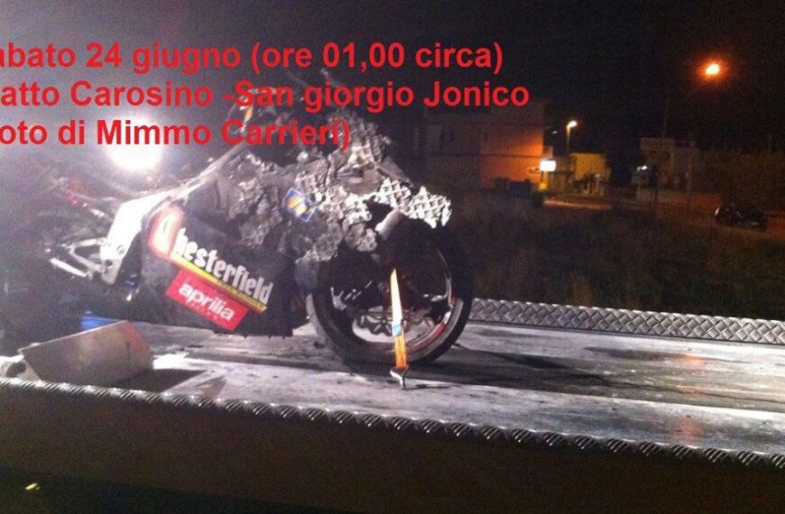 San Giorgio Jonico - 18enne muore carbonizzato