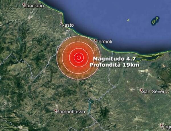 Molise: forte scossa di magnitudo 4.7
