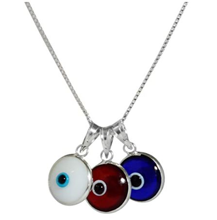 Collana Con Occhio Di Allah Nazar Portafortuna In Argento 925 E Rame, Uomo E Donna, Con Ciondolo Vintage, Lunga 41+5 Cm - 3