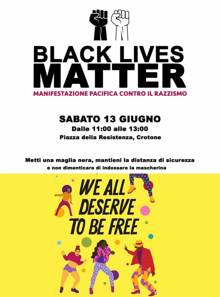 Black Lives Matter, la manifestazione pacifica organizzata dalla giovane crotonese Chiara Pugliese