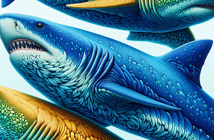 La pelle dentata dei Squali Blu: ecco come riescono a cambiare colore in verde e oro