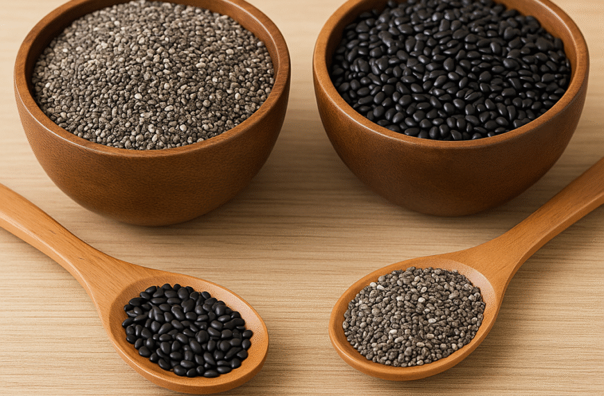 Semi di chia e semi di basilico