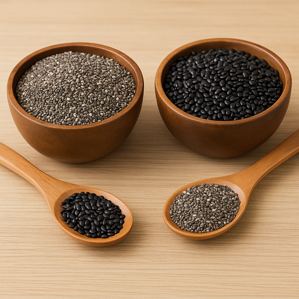 Semi di chia e semi di basilico