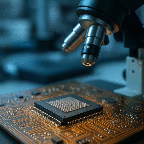 un microchip visto al microscopio