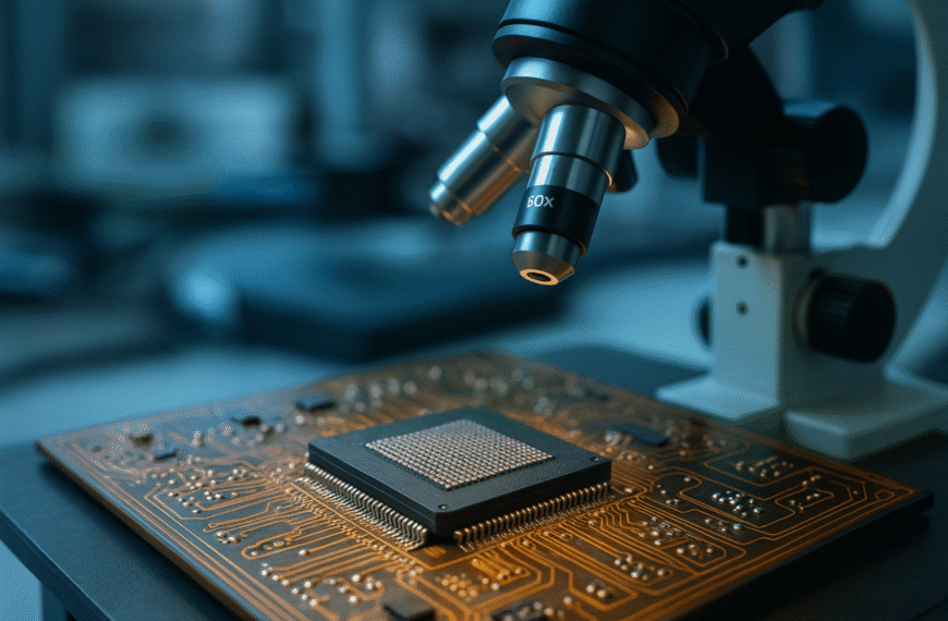 un microchip visto al microscopio