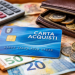 Carta Acquisti 2026 con banconote in euro e portafoglio, bonus 80 euro ogni due mesi